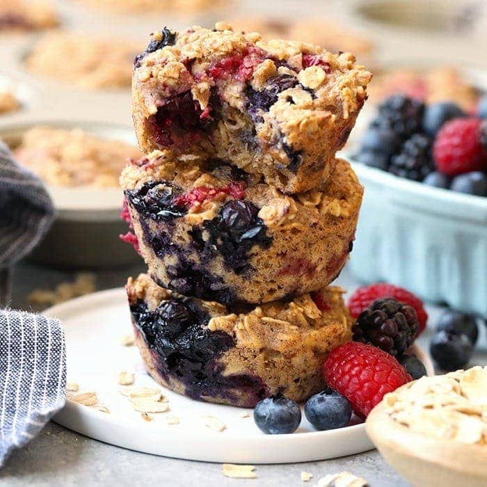 Easy Triple Berry Baked Oatmeal Cups for Healthy Meal Prep
